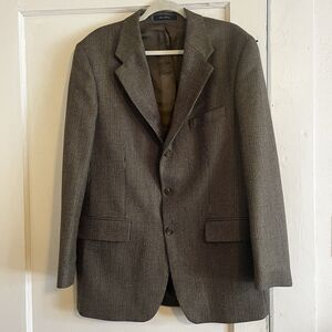 Chaps Ralph Lauren Blazer Mens 42T Brown Wool Tweed Sport Coat Suit Jacket Top